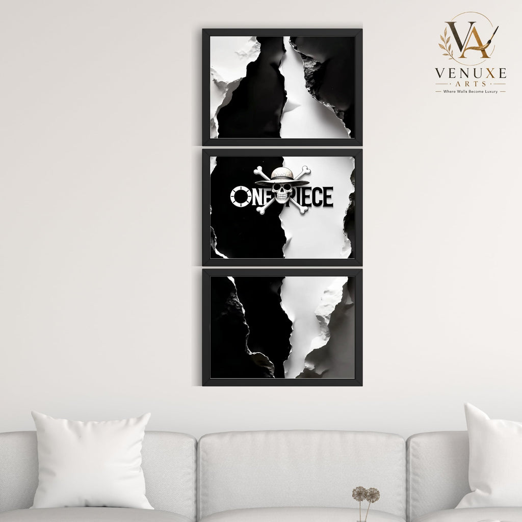 VENUXE ARTS Set Of 3 Anime Characters Wall Framed |Anime Characters Framed Poster for Living Room Bedroom Gaming Room Studio Wall Decor