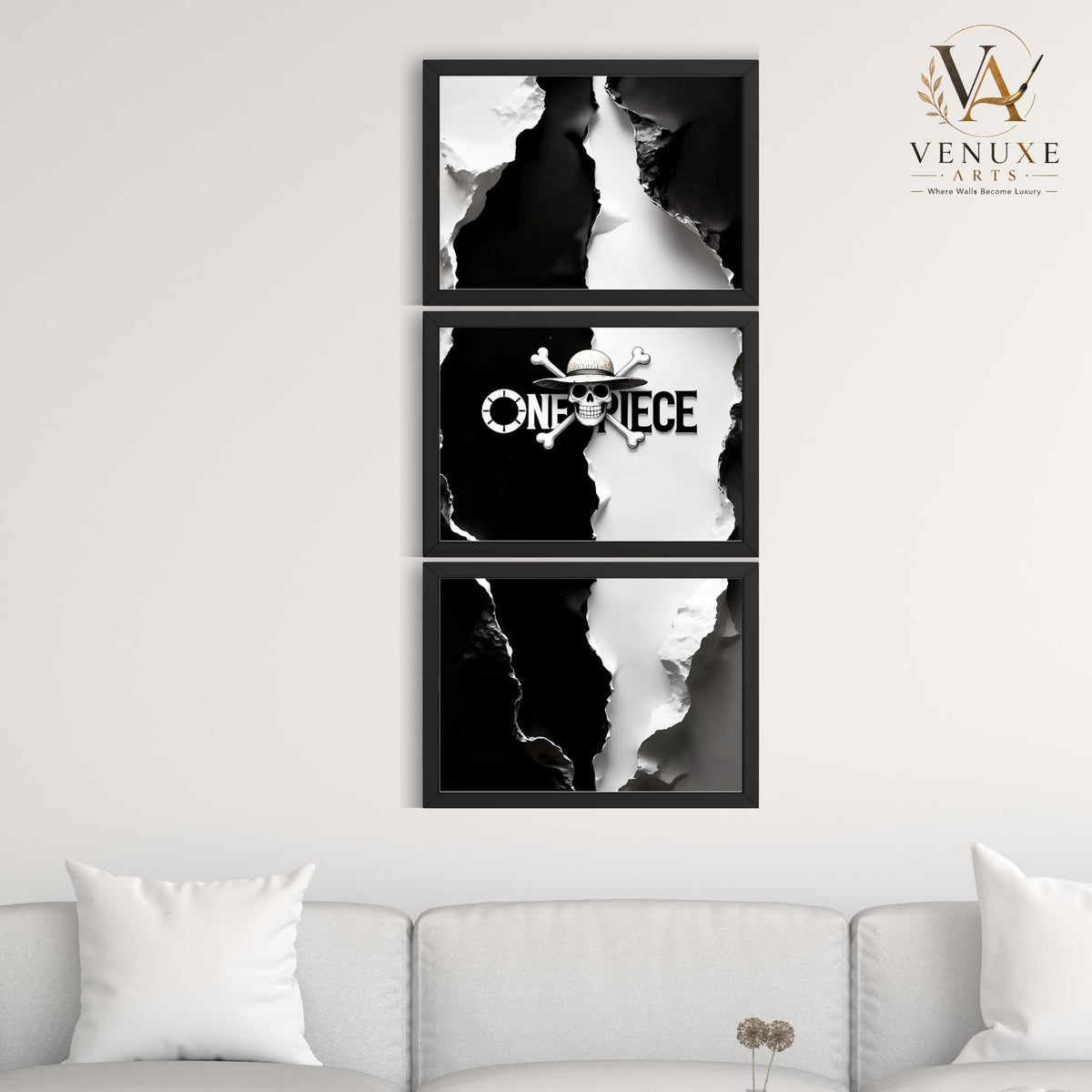 VENUXE ARTS Set Of 3 Anime Characters Wall Framed |Anime Characters Framed Poster for Living Room Bedroom Gaming Room Studio Wall Decor