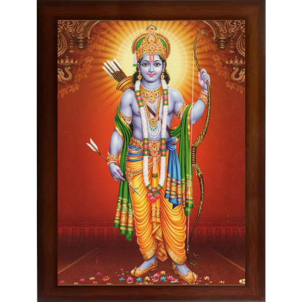 Craft Quest Shree Ram Jii Sparkle Coated Framed, Home Decorative Gift Item Painting (14 X 10 Inches, Multicolour, Religious) RD1013-516