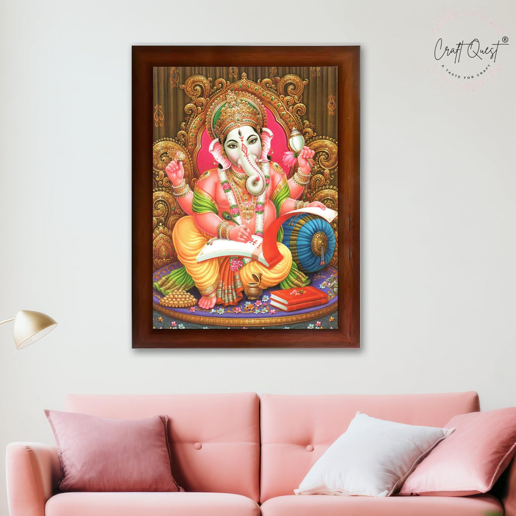 CRAFT QUEST Lord Ganesh Ganpati ji Modern Wall Painting With Frame For Home and Office Decor