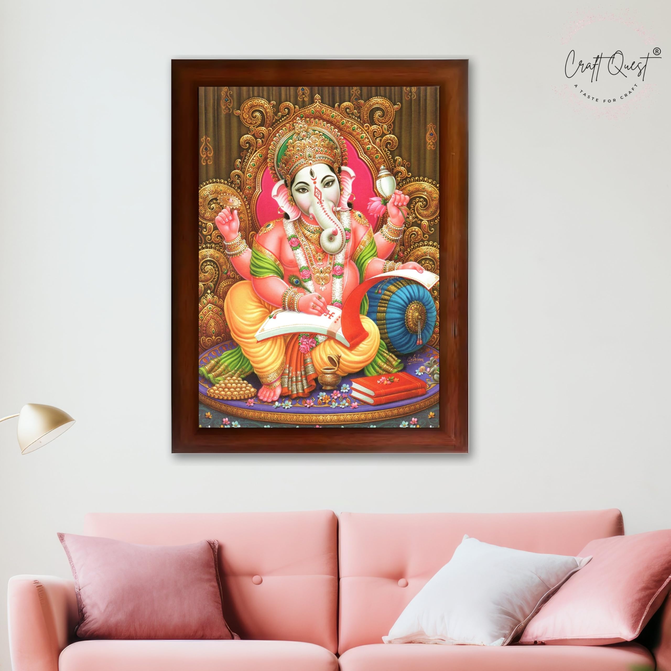 CRAFT QUEST Lord Ganesh Ganpati ji Modern Wall Painting With Frame For Home and Office Decor