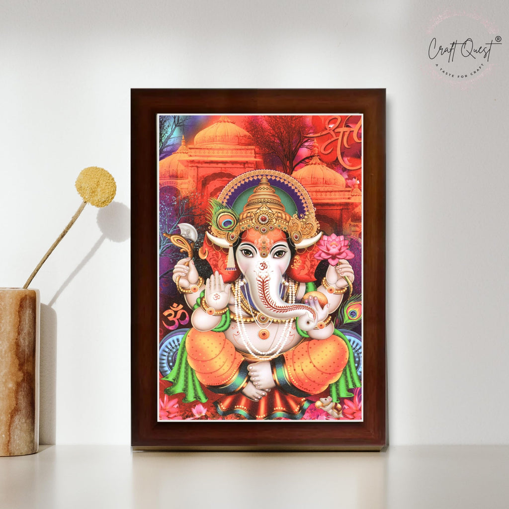 CRAFT QUEST Lord Ganesha Ganesh Ganpati Ganapathi Hanging Wall Painting Framed Home Decor