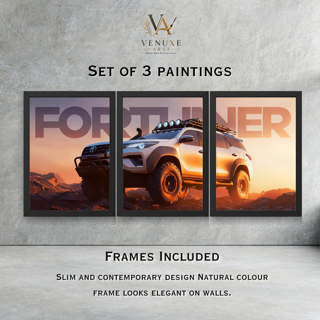 VENUXE ARTS Set Of 3 Big Sports Cars Framed Posters Gift Items for Boys Room Wall Decoration Bedroom Living Room Office Studio Décor | Car Poster Frame for Wall Décor