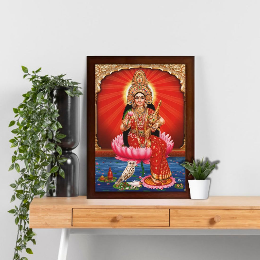 CRAFT QUEST Goddess Lakshmi Devi Dhana Vaibhav Laxmi Maa Wall Painting Frame Home Decor