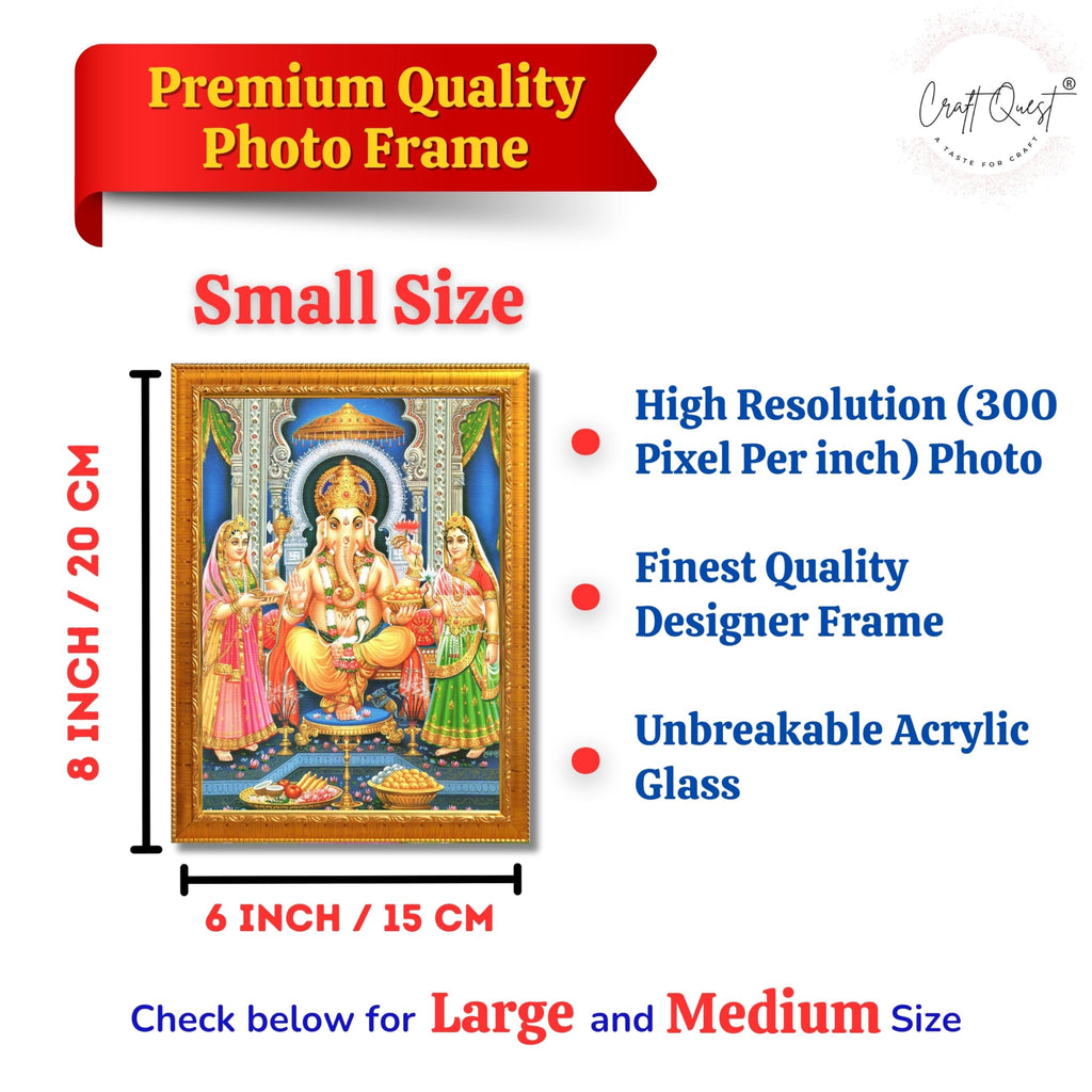 CRAFT QUEST Lord Ganesha Ganpati ji Modern Wall Painting With Frame For Pooja, Home and Office Decor,