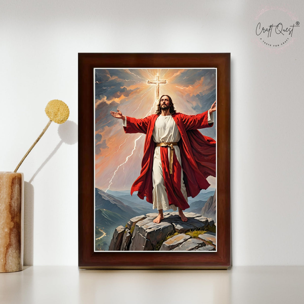 CRAFT QUEST Lord Jesus Christ Christmas Wall Artwork Photo Frame Spiritual Christian Wall Décor for Room