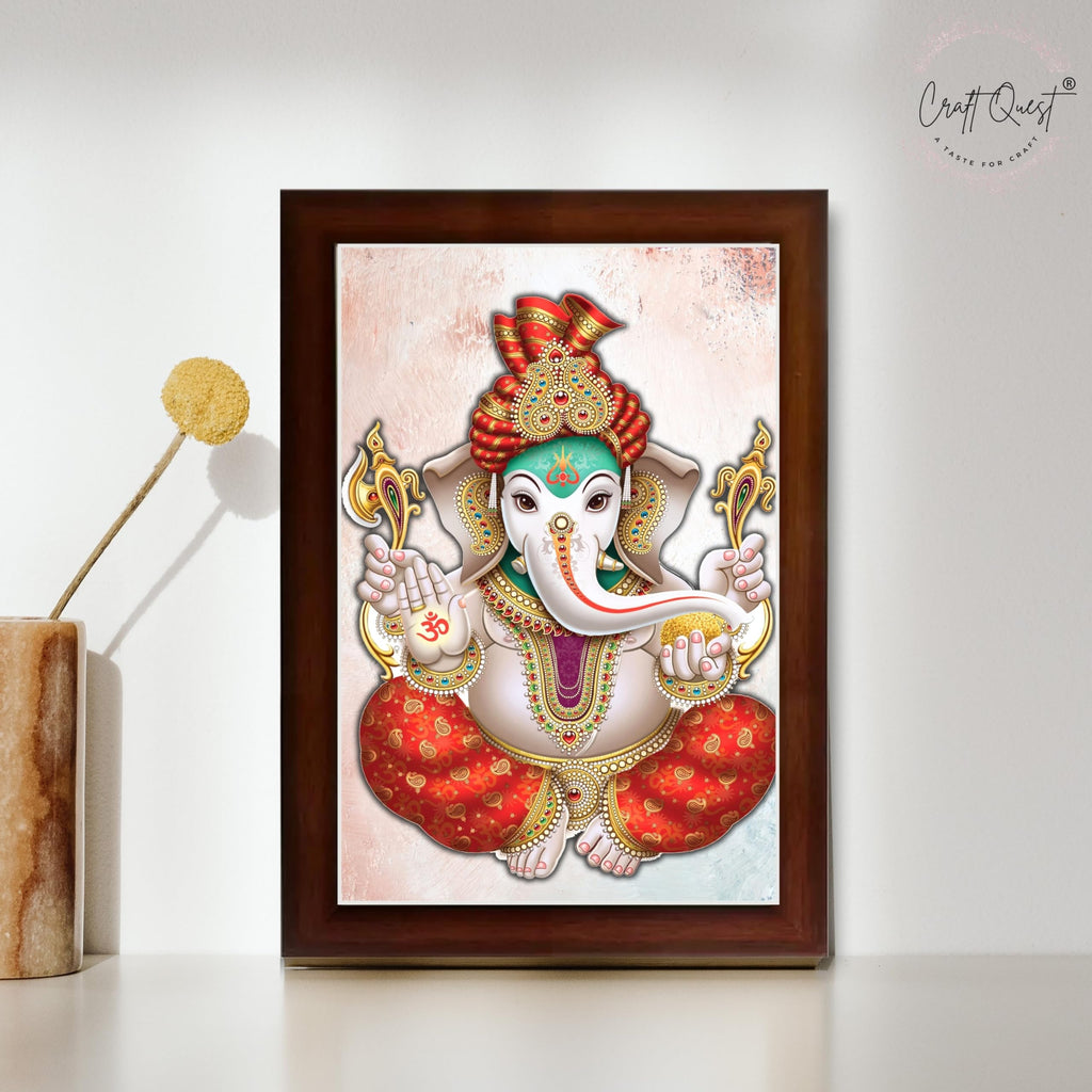 CRAFT QUEST Lord Ganesh ji Wall Hanging Frame for Living Room, Pooja Room Décor Items GA-217