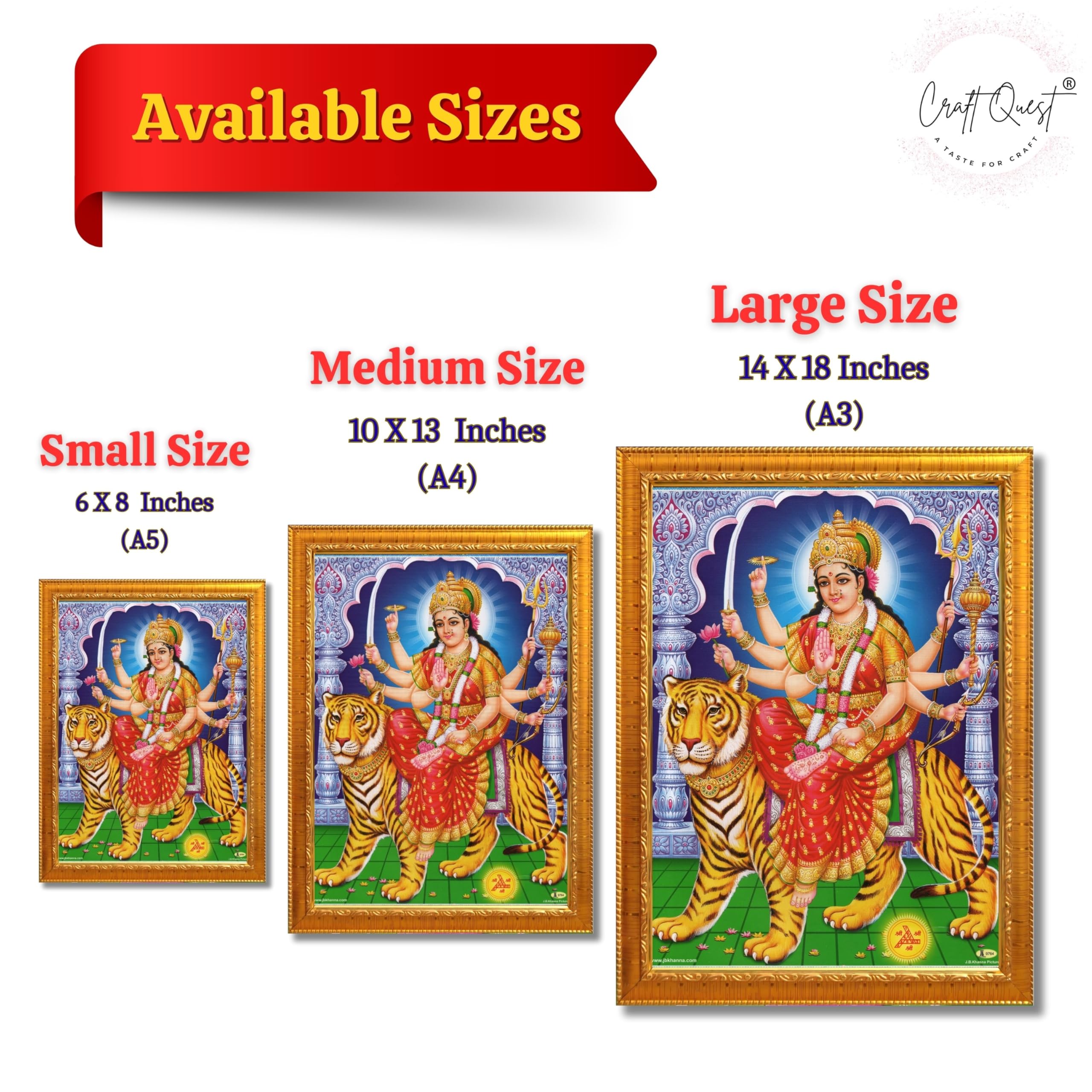 CRAFT QUEST Durga Mata Ji Nav Navdurga Wall Painting Framed Home Decor Items
