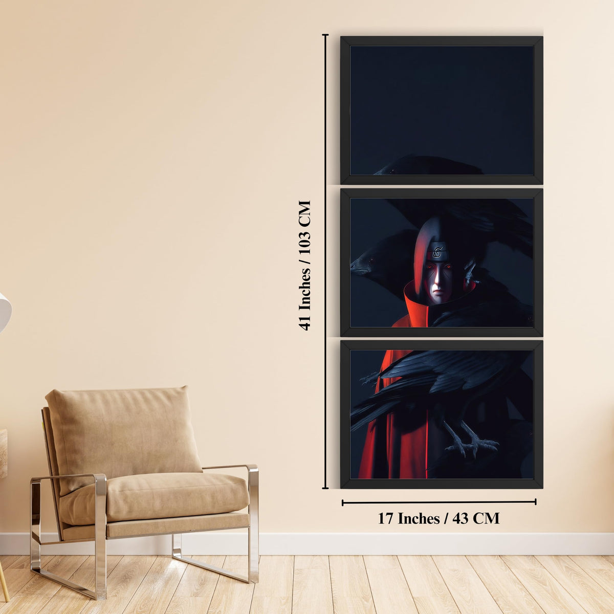 VENUXE ARTS Set Of 3 Anime Characters Wall Framed |Anime Characters Framed Poster for Living Room Bedroom Gaming Room Studio Wall Decor