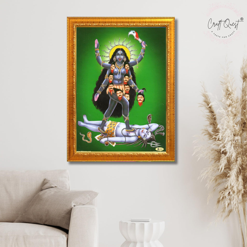 CRAFT QUEST Mahakali Kali Mata Ji Shiv Shiva Wall Painting Framed Home Decor