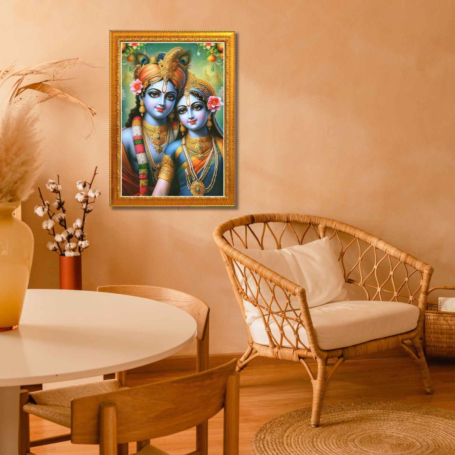 CRAFT QUEST Radha Krishna Art Photo Framed Painting for Home and Bedroom Wall Decoration of Size 14X10 Inches with Frame And Acrylic Glass RK214