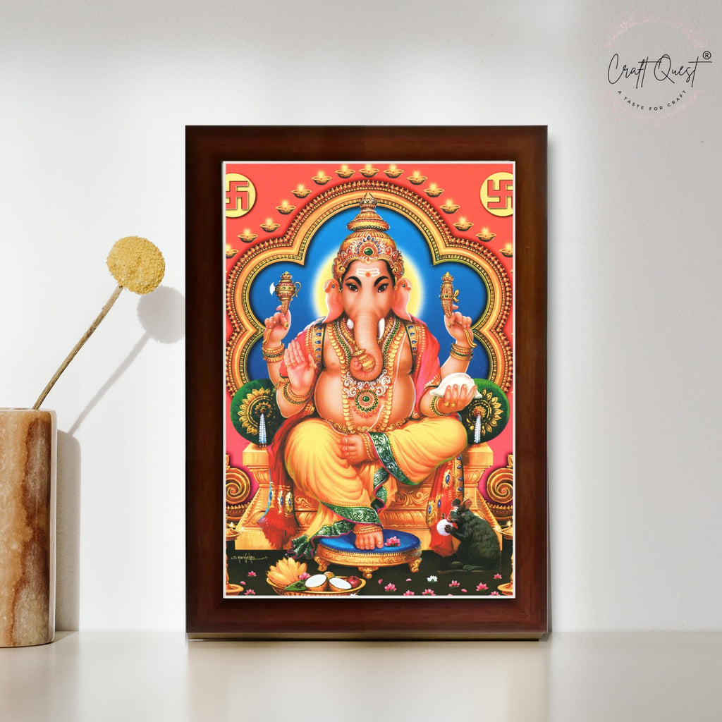 CRAFT QUEST Lord Ganpati Modern Wall Art Painting With Frame, Home and Office Decor