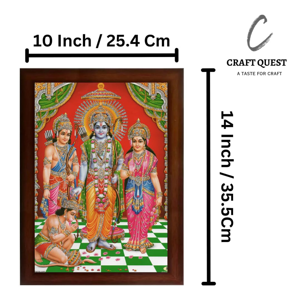 Craft Quest Shree Ram Darbar Sparkle Coated Painting with Frame Home Decorative Gift Item Painting (14 X 10 Inches, Synthetic, Religious)