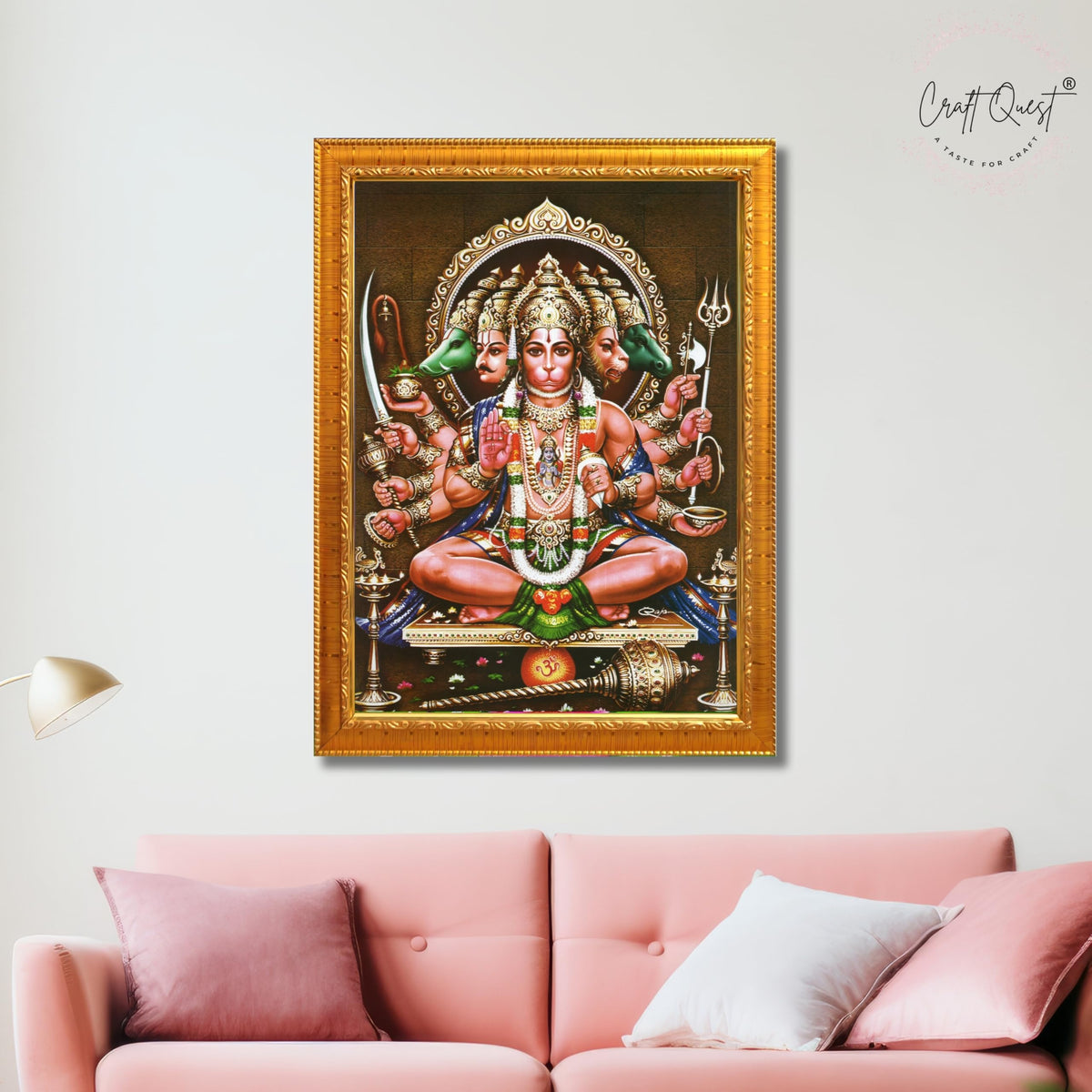 CRAFT QUEST Lord Hanuman Ji Hanumanji Jai Bajrangbali Bajrang Photo Frame For Home Décor, Temple, Pooja Room, Wall, Gift Items