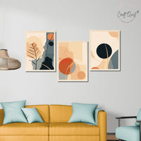 CRAFT QUEST Wall Art Decor Paintings | Set of 3 BOHO Wall Art Frames for Home Decoration | Ideal for Living Room, Officess & Bedrooms