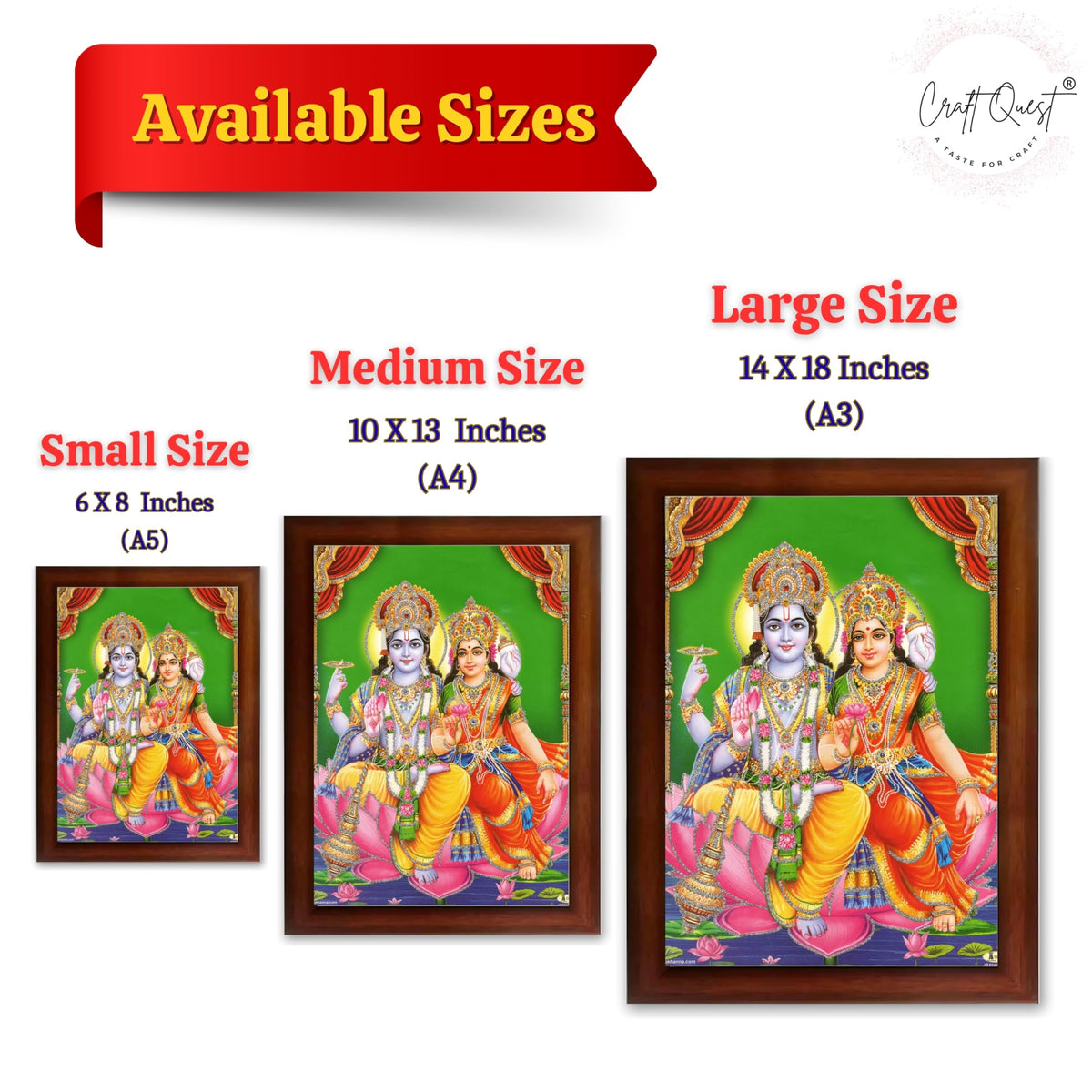 CRAFT QUEST Lord Vishnu and Goddess Lakshmi Giving Blessing on Shesh naag, Glitter Painting