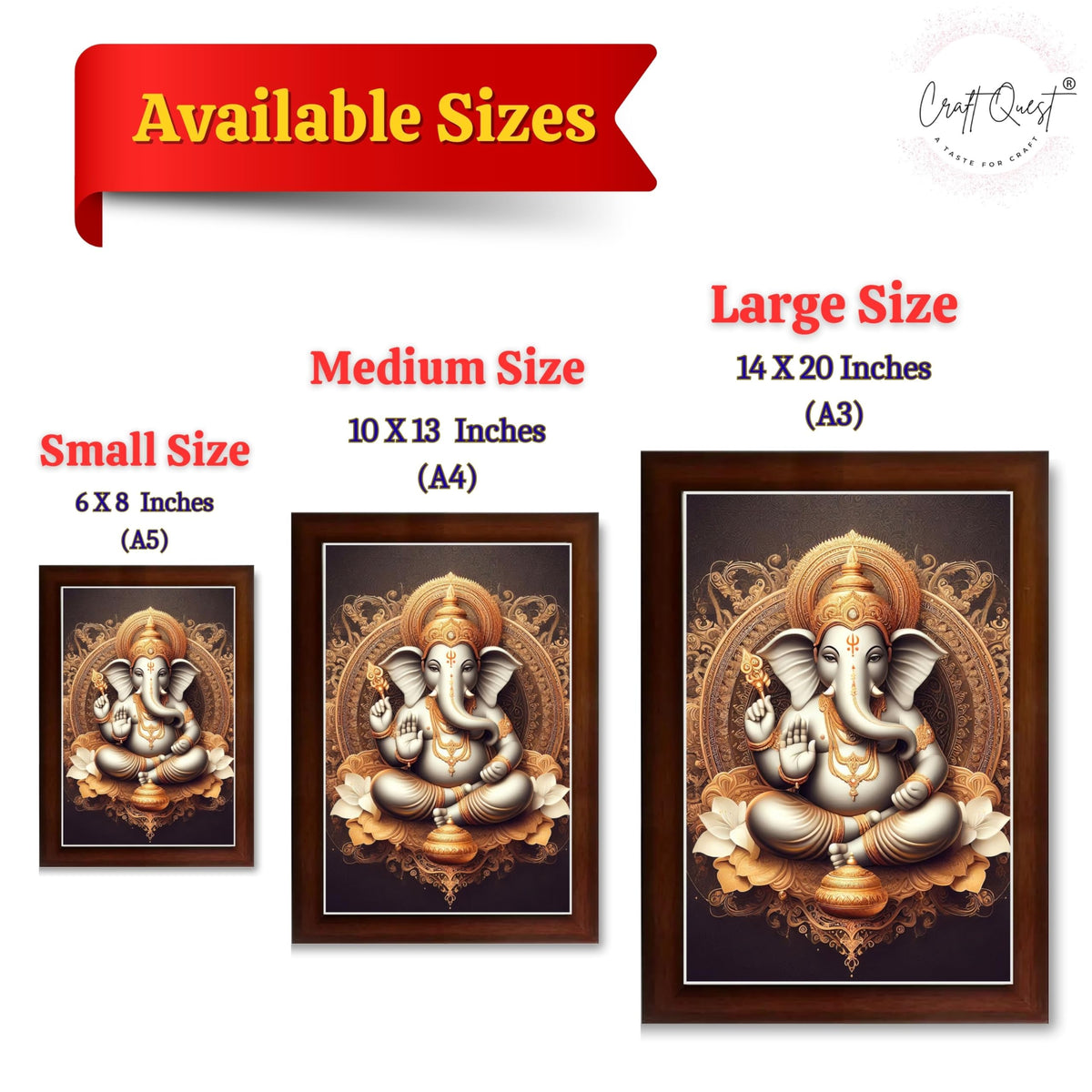 CRAFT QUEST Ganesh Ganesha Ganesh God Frame for Pooja Room & Wall Decor