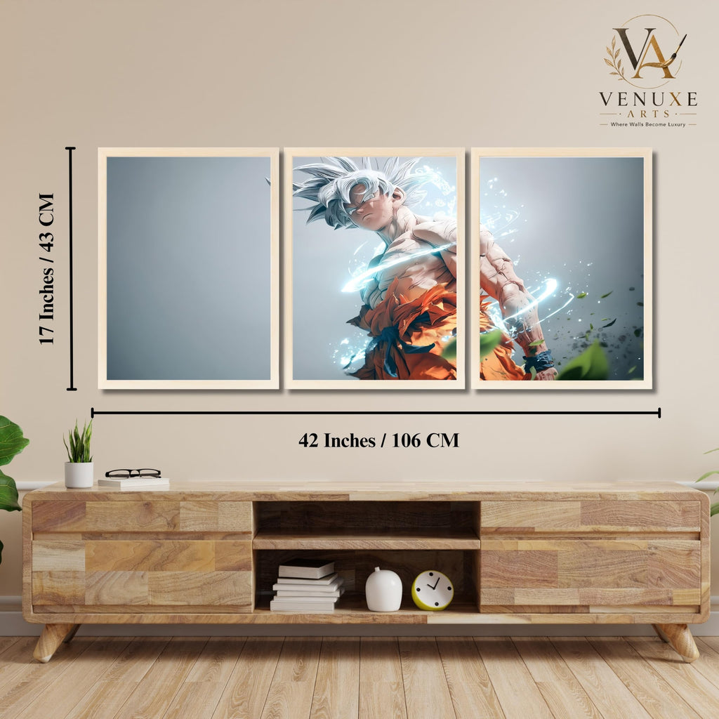 VENUXE ARTS Set Of 3 Anime Characters Wall Framed |Anime Characters Framed Poster for Living Room Bedroom Gaming Room Studio Wall Decor