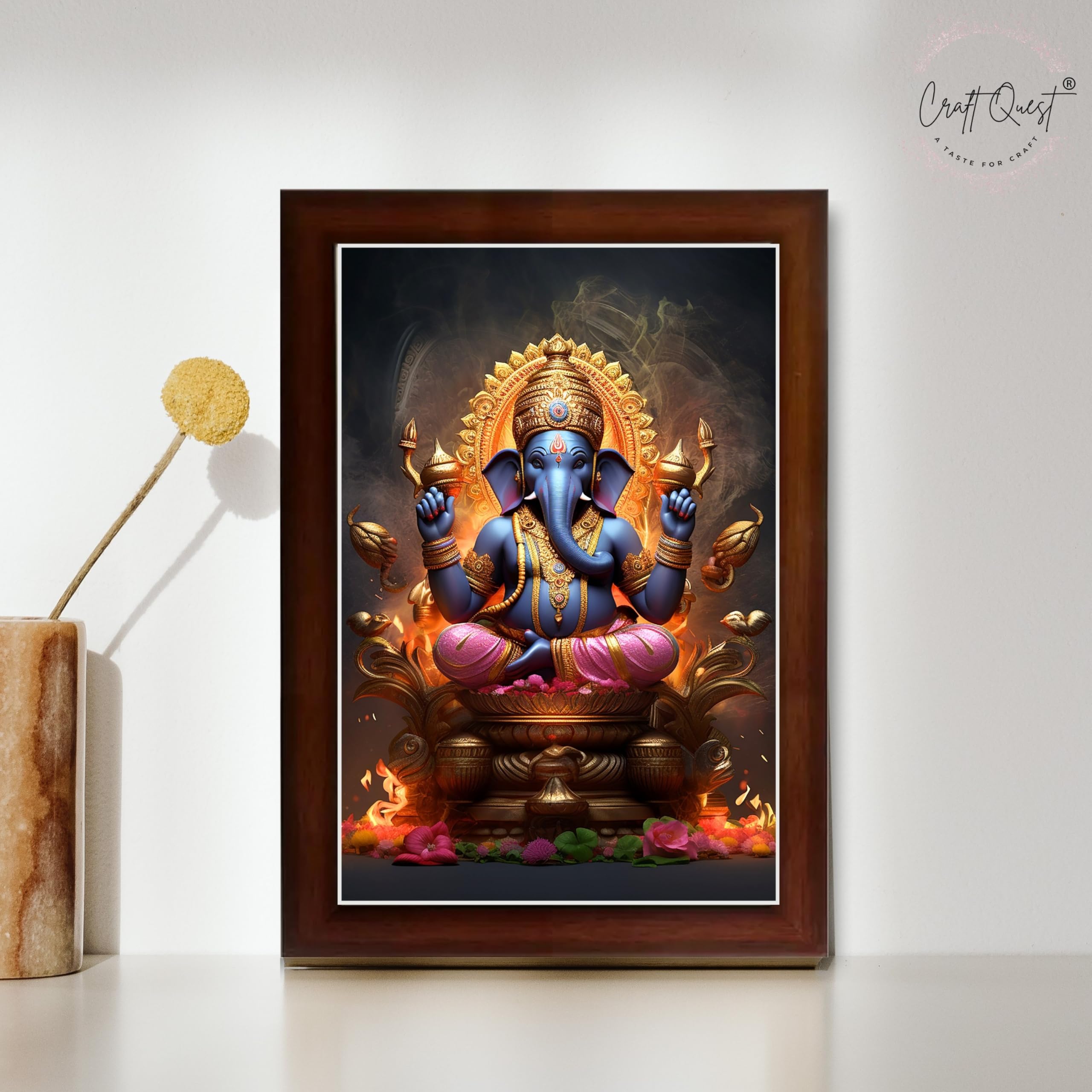 CRAFT QUEST God Ganpati Modern Wall Art Painting With Frame For Pooja,Office and Home Decor Item