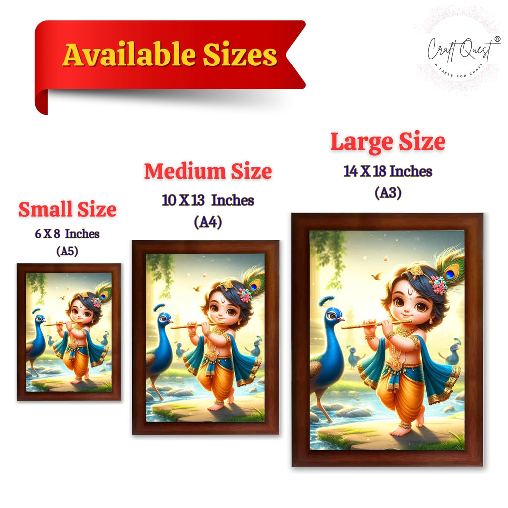 CRAFT QUEST Bal Gopal Makhan Chor Wall Photo Frame | Hindu God Kanha Devotional Home Decor | Pooja Room, Living Room, Gift Item