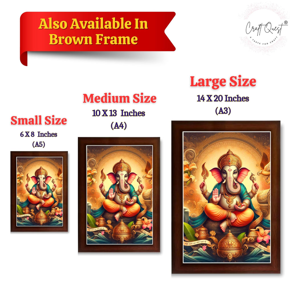 CRAFT QUEST Lord Ganesha Ganesh Ganpati Ganapathi Hanging Wall Painting Framed Home Decor