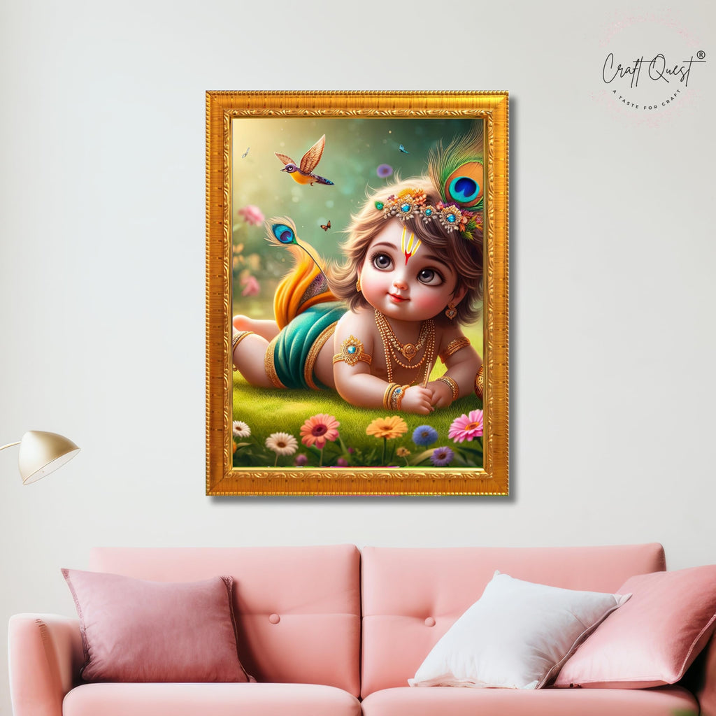 CRAFT QUEST Bal Gopal Krishna Photo For Pregnant Women Poster For Decoration Wall, Bedroom, Living Room,