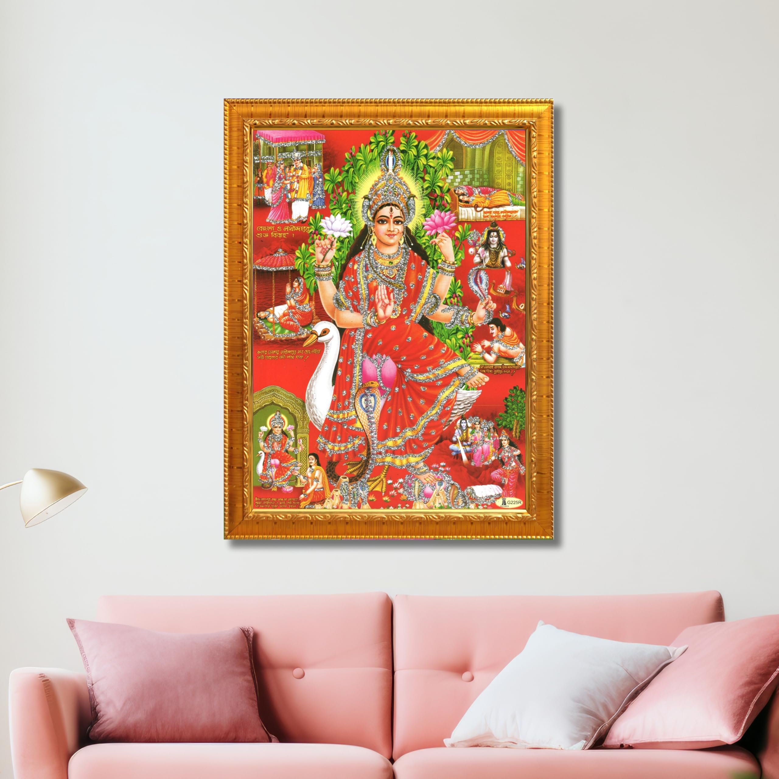 CRAFT QUEST Maa Mansa/Maa Mansani/Maa Nag Devi Photo Frame Wall Painting Framed Home Decor wooden framed