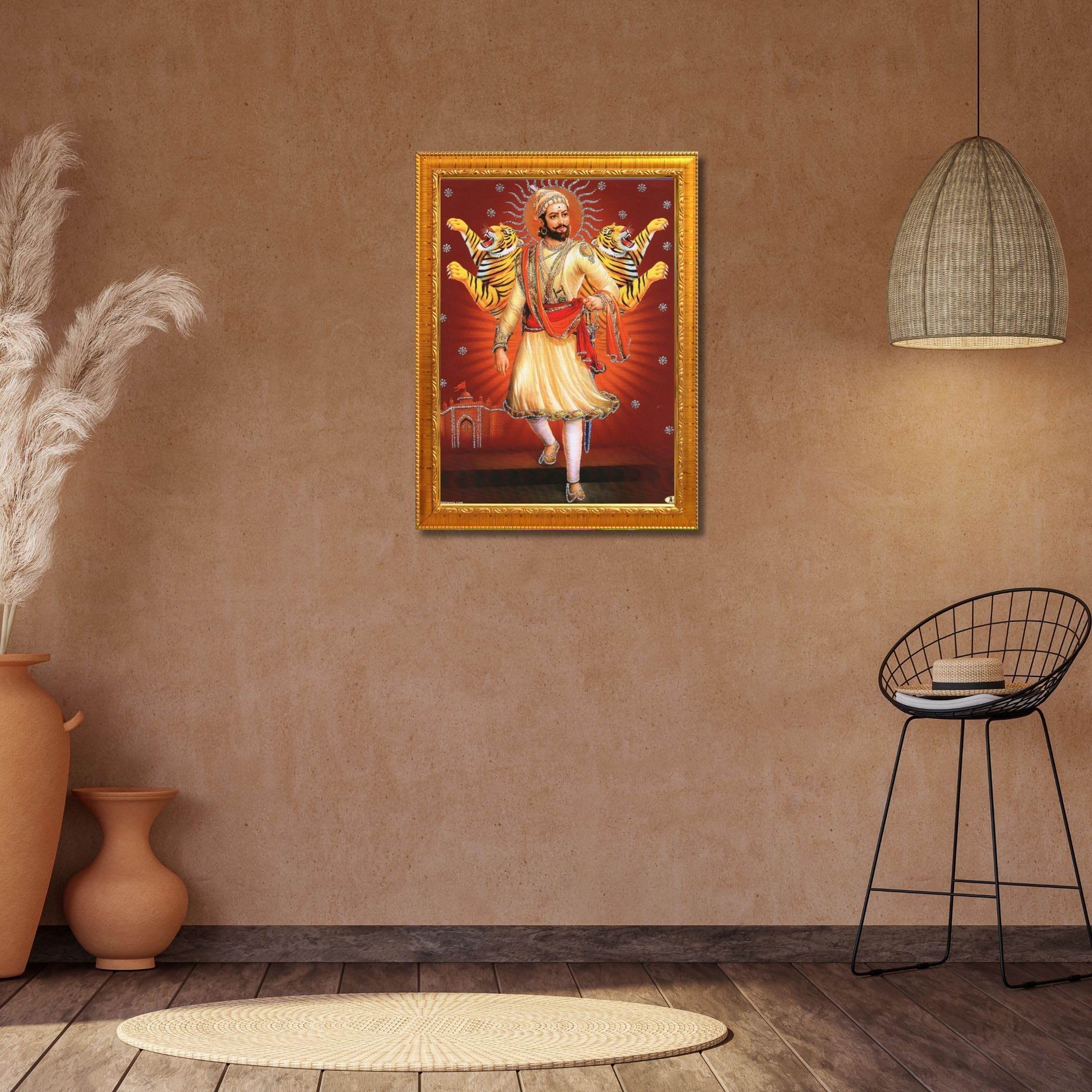 CRAFT QUEST Chhatrapati Shivaji Maharaj photo frame Home Decorative items with synthetic frame (Style 3)