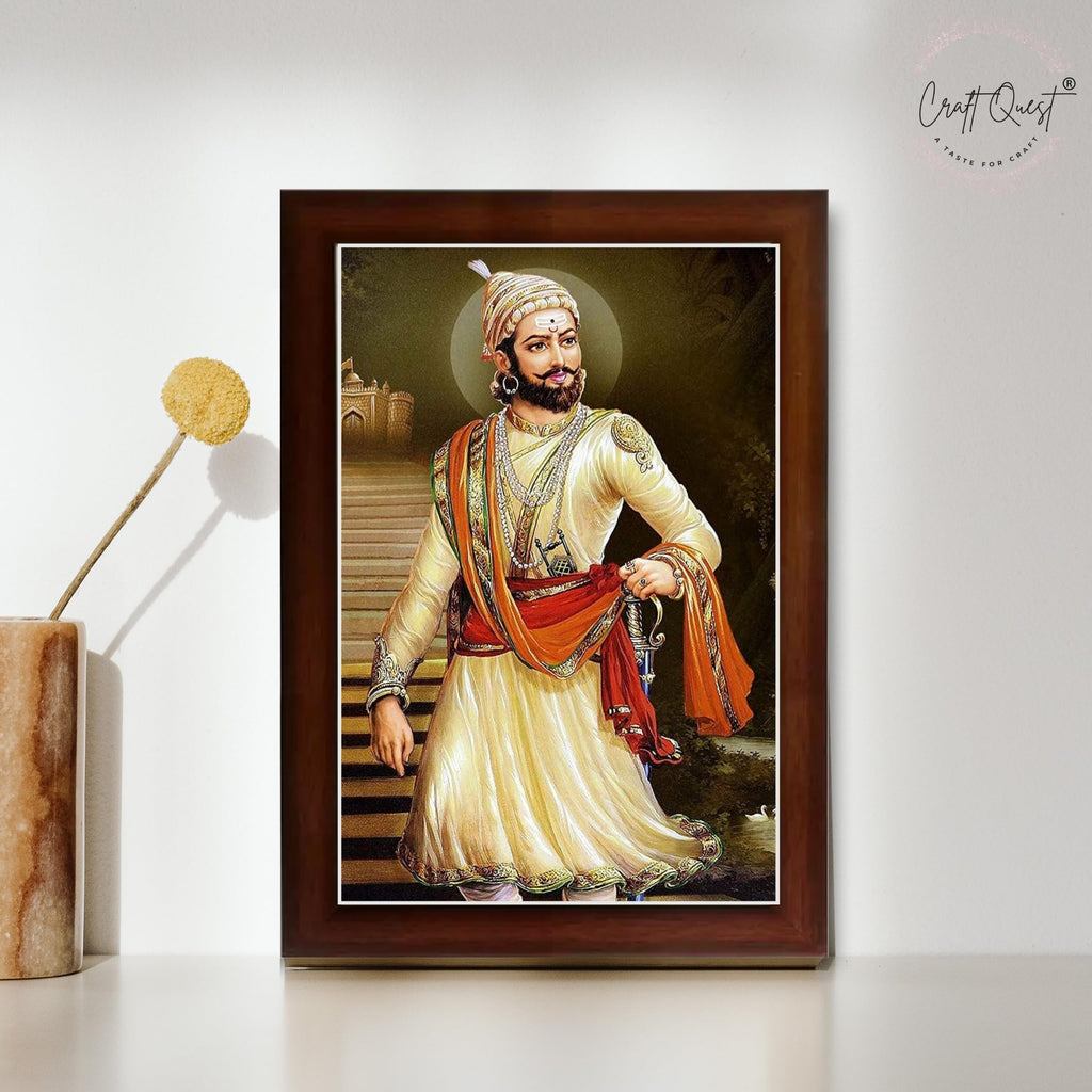 CRAFT QUEST Chattrapati Shivaji Maharaj Wall Photo Frame With Acrylic Sheet | For Living, Pooja Room | Home Decoration Item | Best Gifting Option
