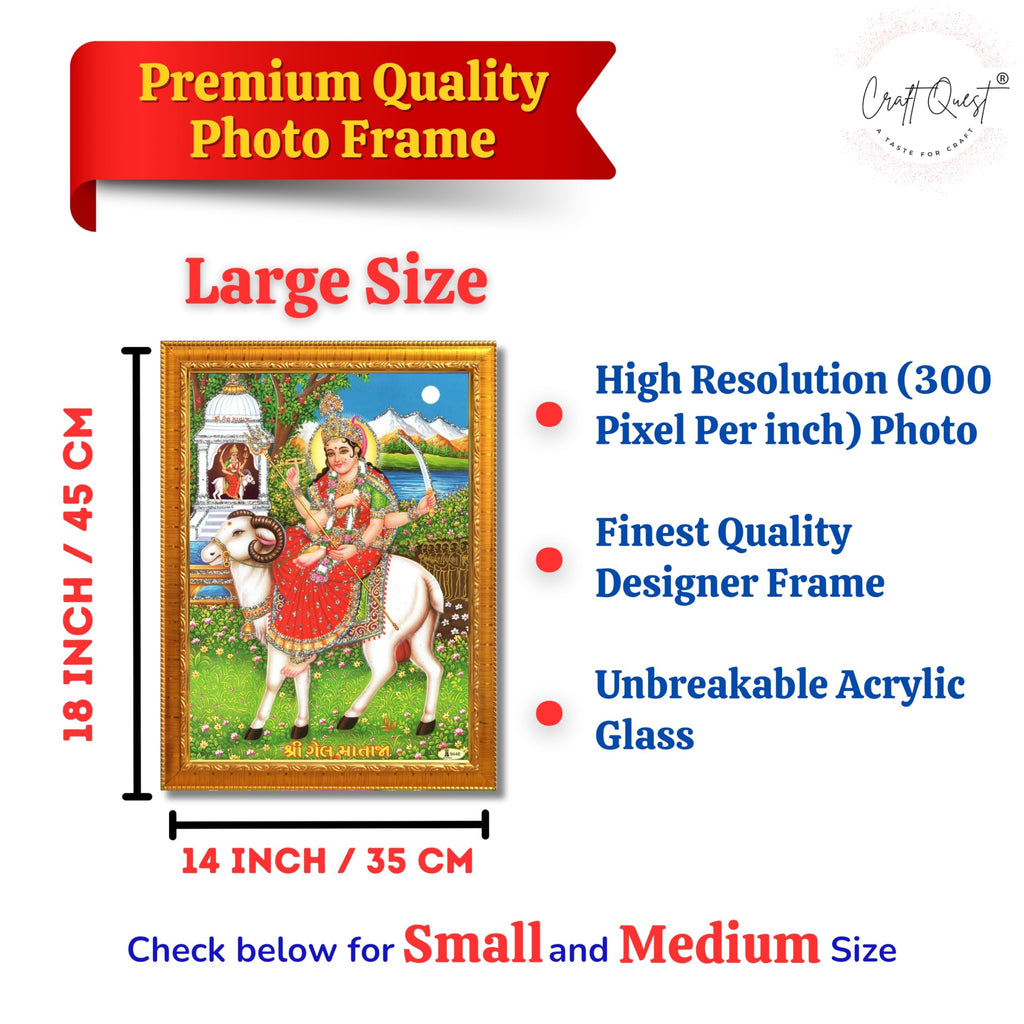 CRAFT QUEST Gel Mata Ji Geldi Maa Devi Mataji Ma Wall Painting For Home Decor wooden framed