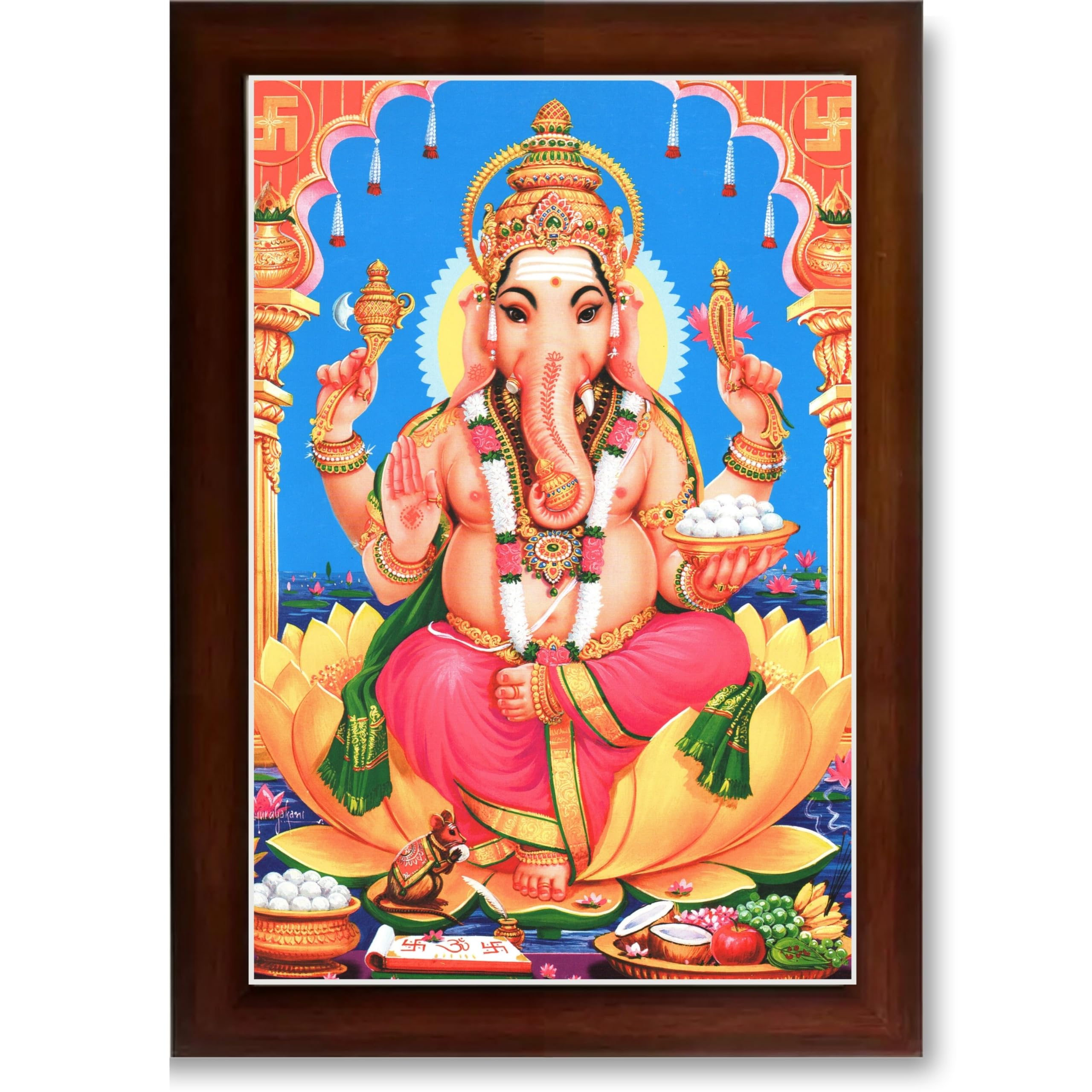 CRAFT QUEST Lord Ganpati Ganesha Wall Hanging Frame for Living Room, Bedroom, Office & Pooja Room Décor GA-212