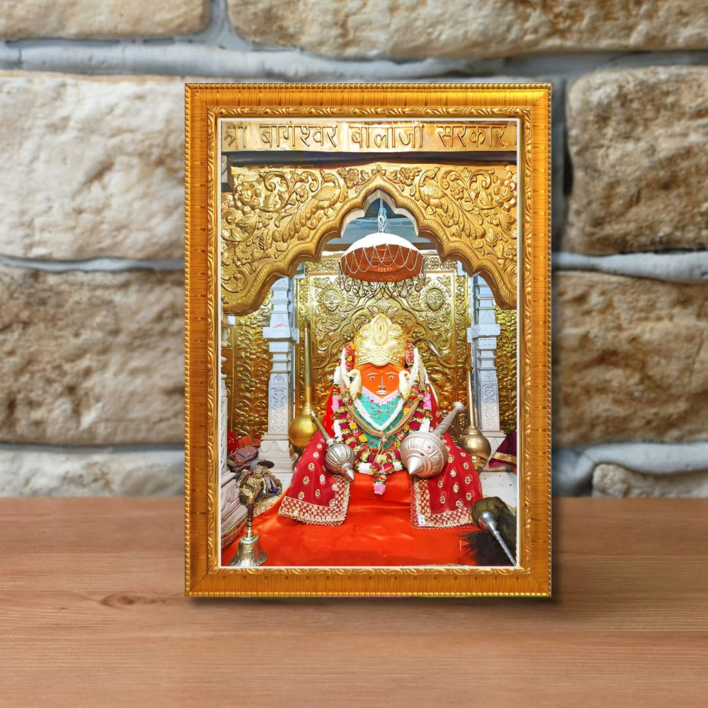 CRAFT QUEST Bageshwar Dham, Baba, Sarkar, (7 X 9 Inch, Golden) Photo Religious Frame With Acrylic Glass