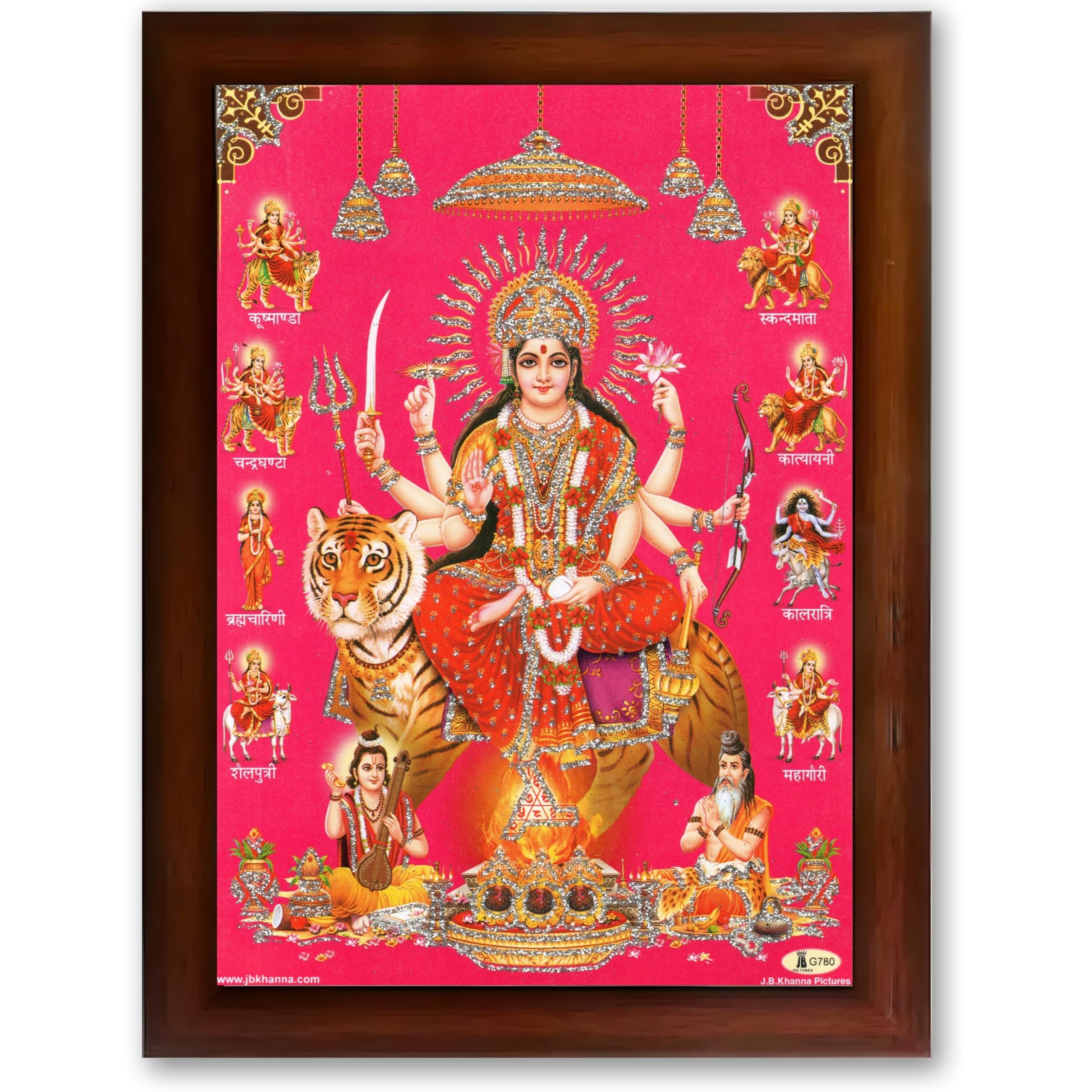 CRAFT QUEST Durga Maa Mata Goddess Nav Navadurga Navdurga Wall Painting Framed Home Décor