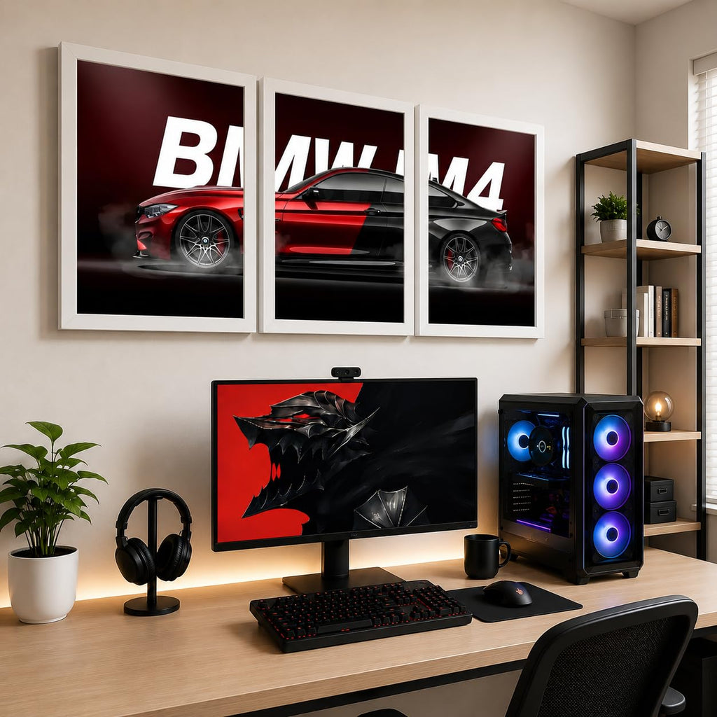 VENUXE ARTS Set Of 3 Big Sports Cars Framed Posters Gift Items for Boys Room Wall Decoration Bedroom Living Room Office Studio Décor | Car Poster Frame for Wall Décor