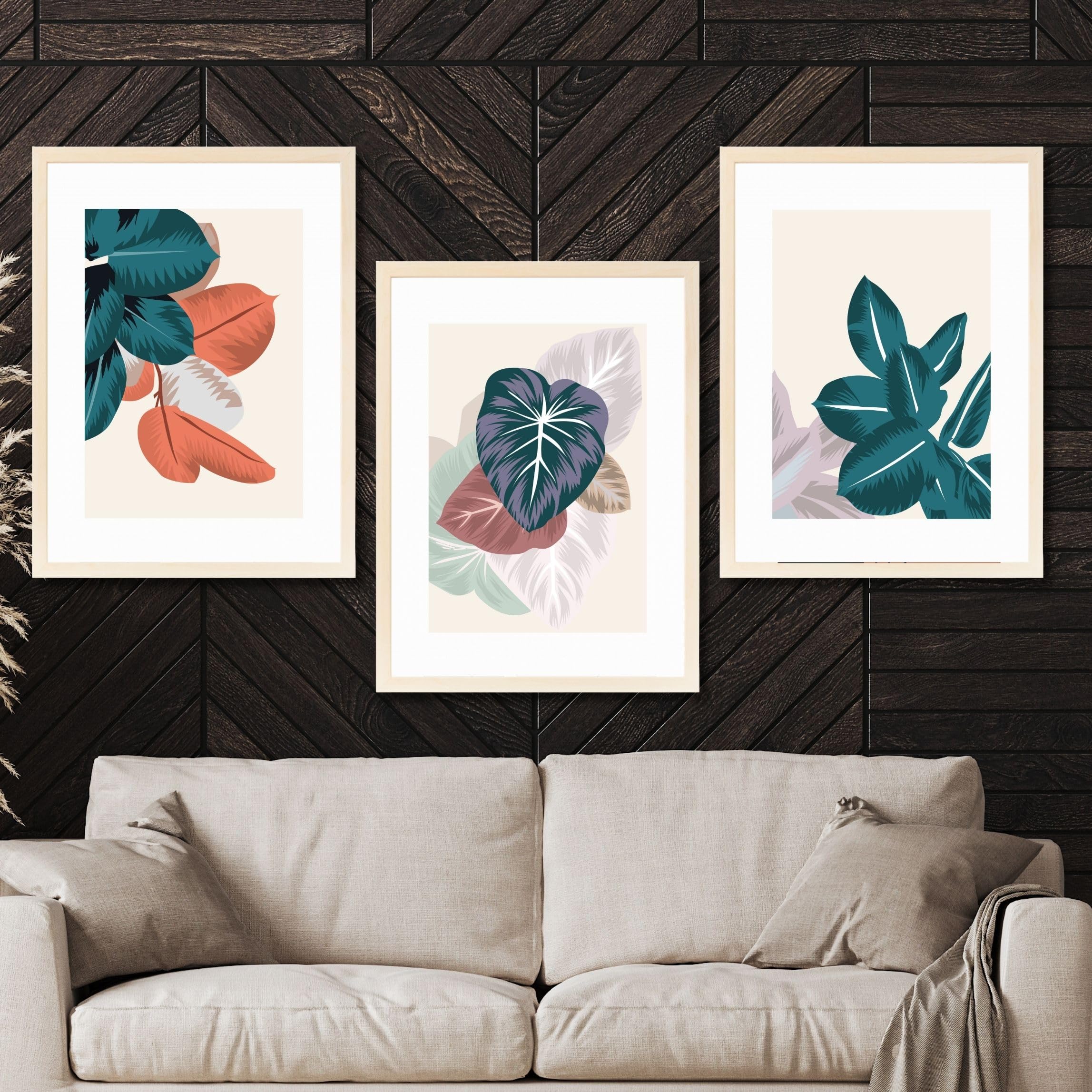CRAFT QUEST Wall Art Decor Paintings | Set of 3 FLORAL Wall Art Frames for Home Decoration | Ideal for Living Room, Bedroom & Offices