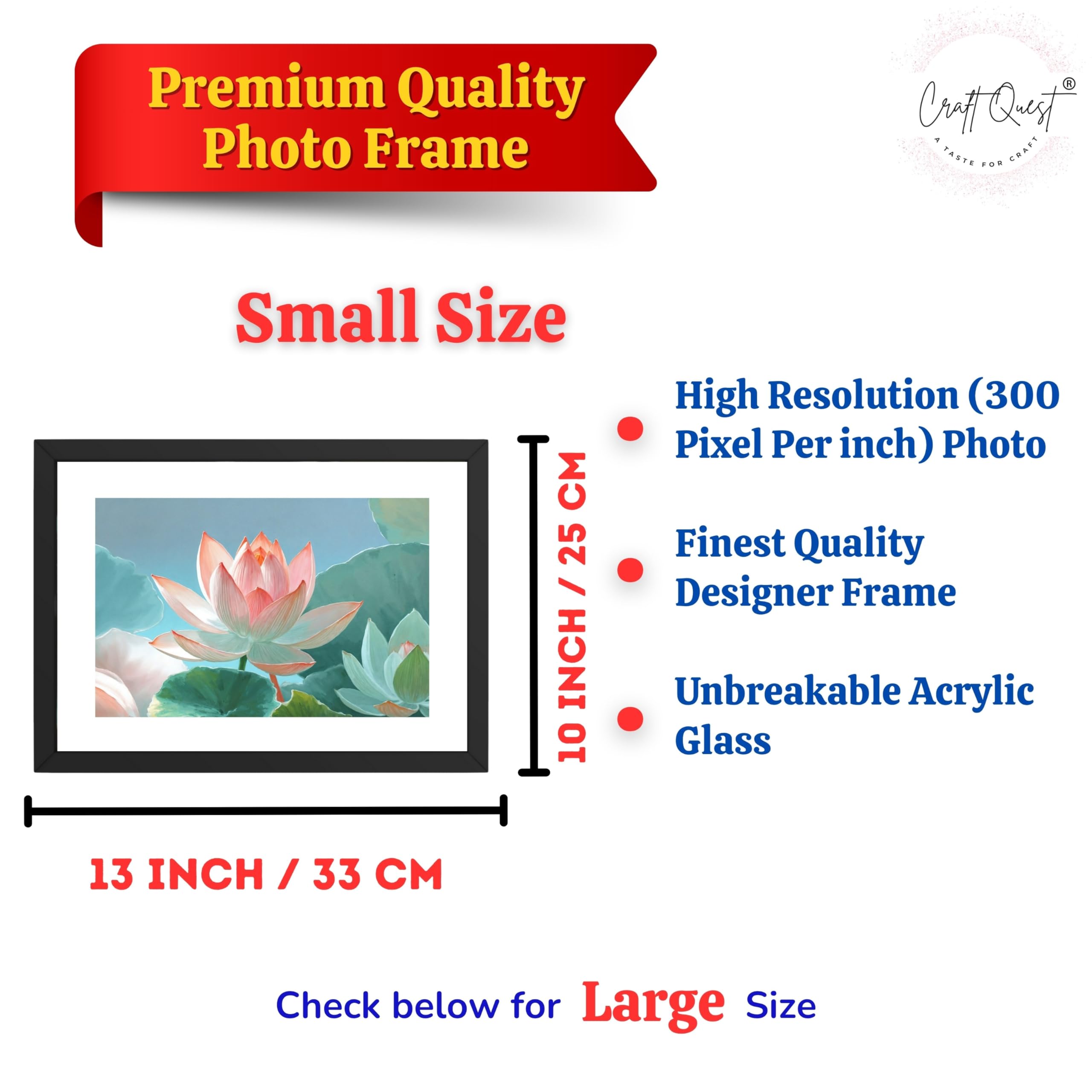CRAFT QUEST Lotus Photo Frame Wall Vastu,Lotus Flower, Kamal Phool Painting for Vastu | Paintings for Home Decoration, Living room, and Office Décor