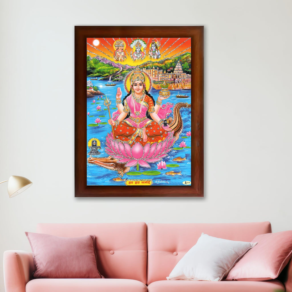 CRAFT QUEST Mata Narmada Maa Narmada Photo frame | Acrylic, Lightweight | Hindu God Spiritual Framed | Ideal for Home, Office, Temple & Puja Room, Wall Decor