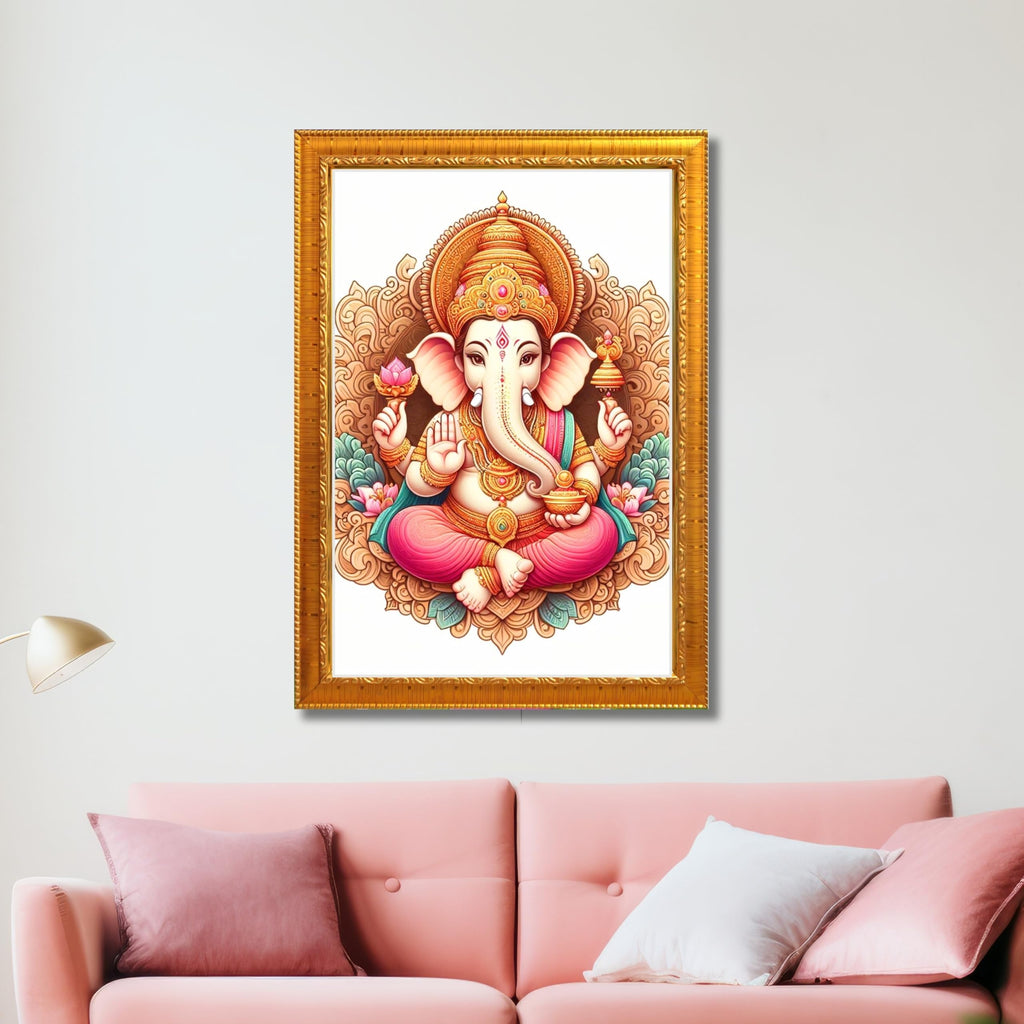 CRAFT QUEST Lord Ganesha Ganesh Ganpati Ganapathi Hanging Wall Painting Framed Home Décor