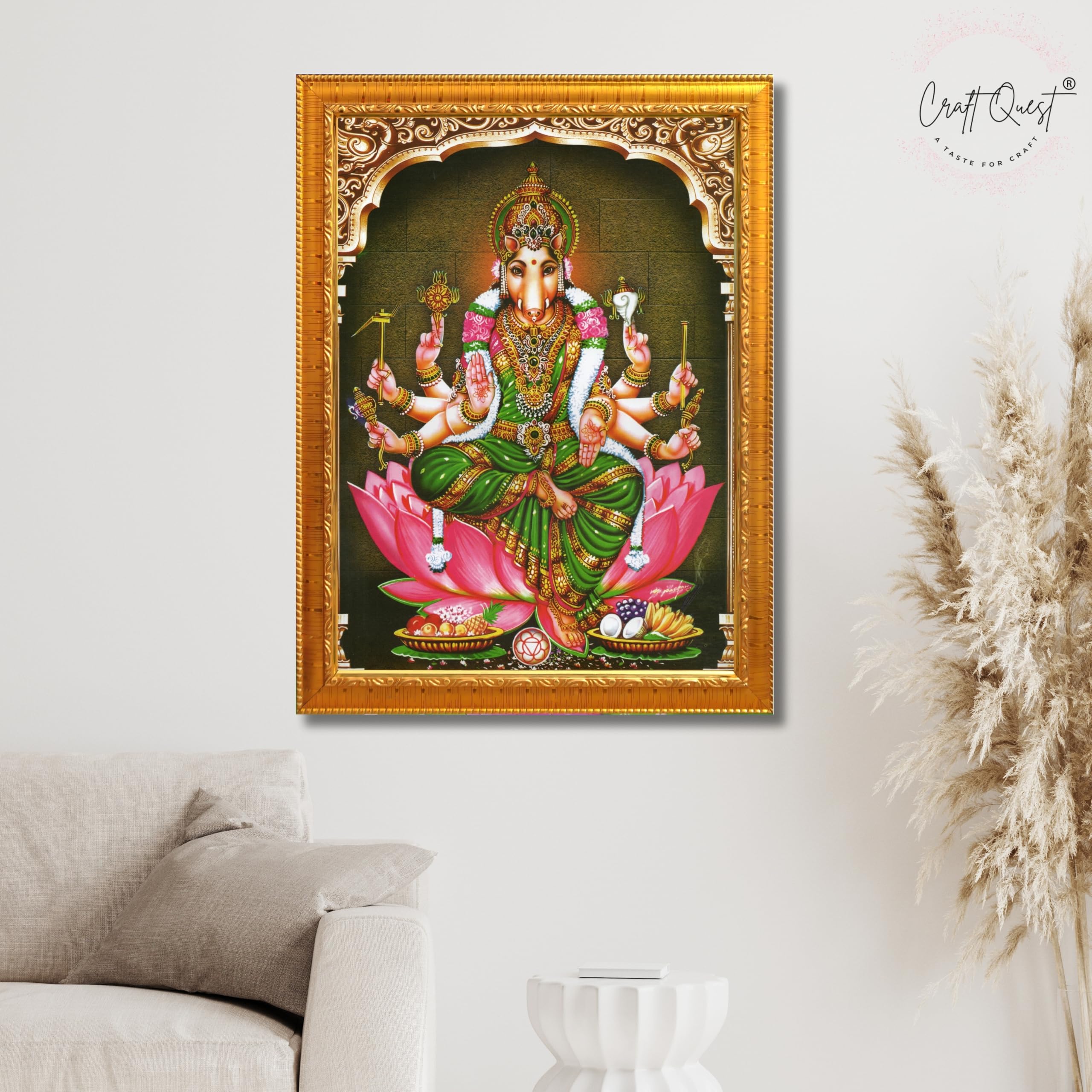 CRAFT QUEST Varahi Amman Photo Varahi Wall Painting Photo Frame | South God Frame for Home, Office, Temple & Gifting