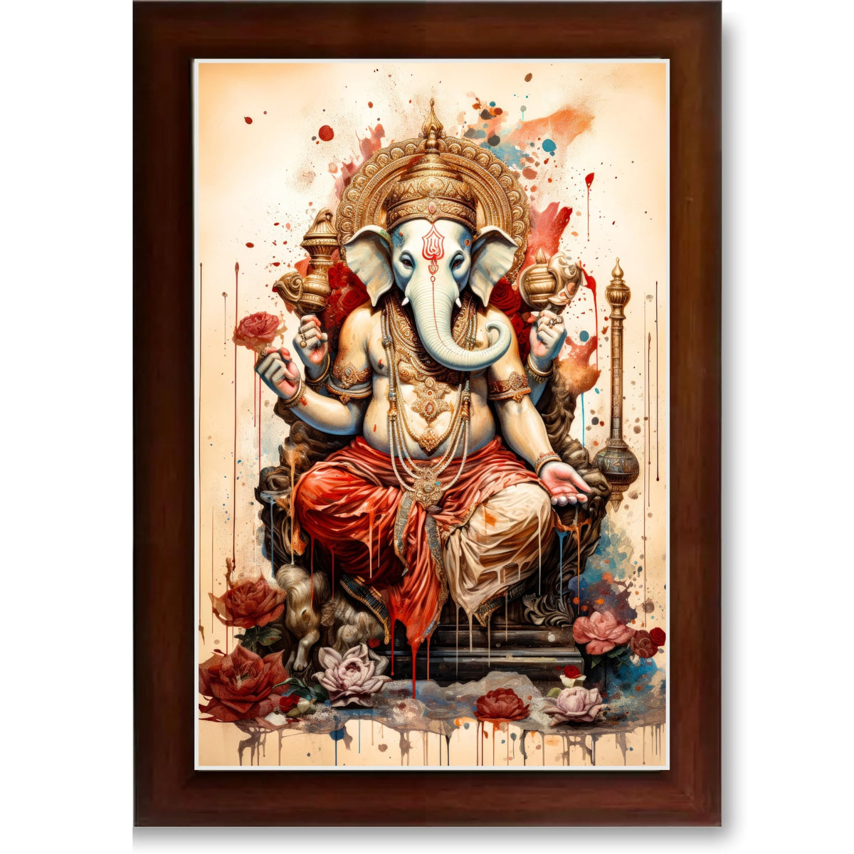 CRAFT QUEST Lord Ganesh Ganpati ji Hanging Wall Painting Framed For Home Décor