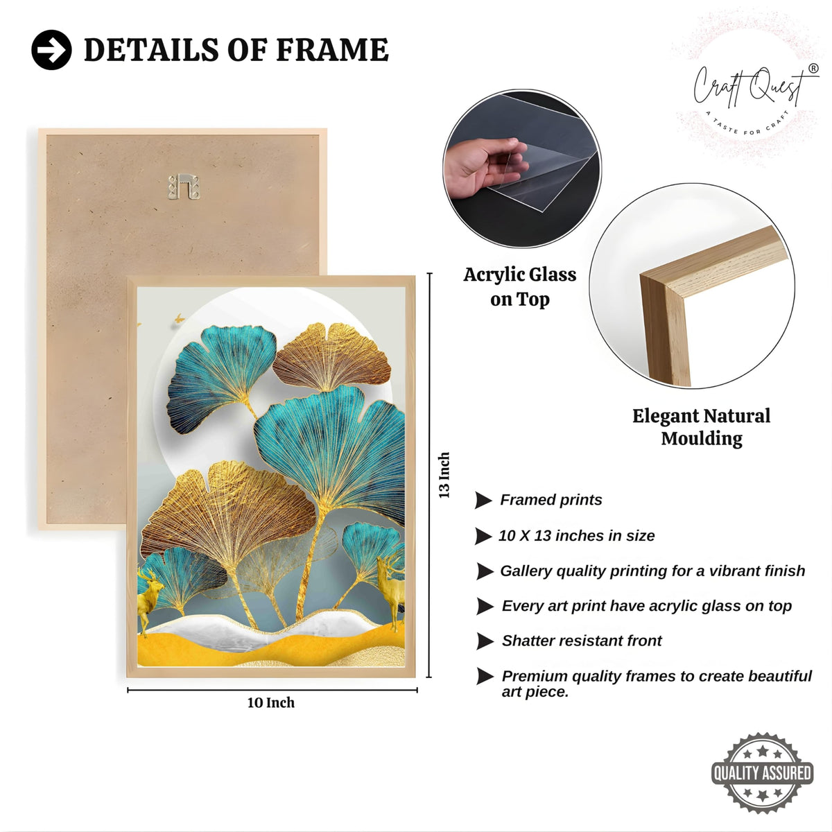 CRAFT QUEST Modern Art Flowers Abstract Wall Art | Set of 3 Frames for Home Decoration | Ideal for Living Room, Bedroom & Offices