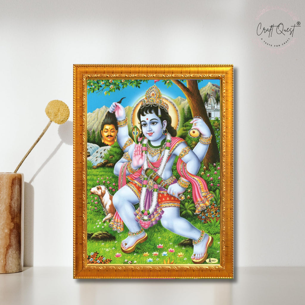 CRAFT QUEST Kaal Bhairav/Lord Bhairava/Bhairon Baba/Bhairavnath/Batuk Bhairav Religious Photo Frame & Acrylic Sheet Glass
