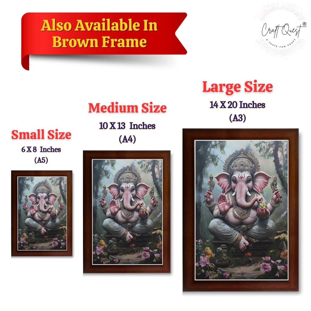 CRAFT QUEST Lord God Ganesh Ganpati ji Hanging Wall Painting Framed For Home Décor
