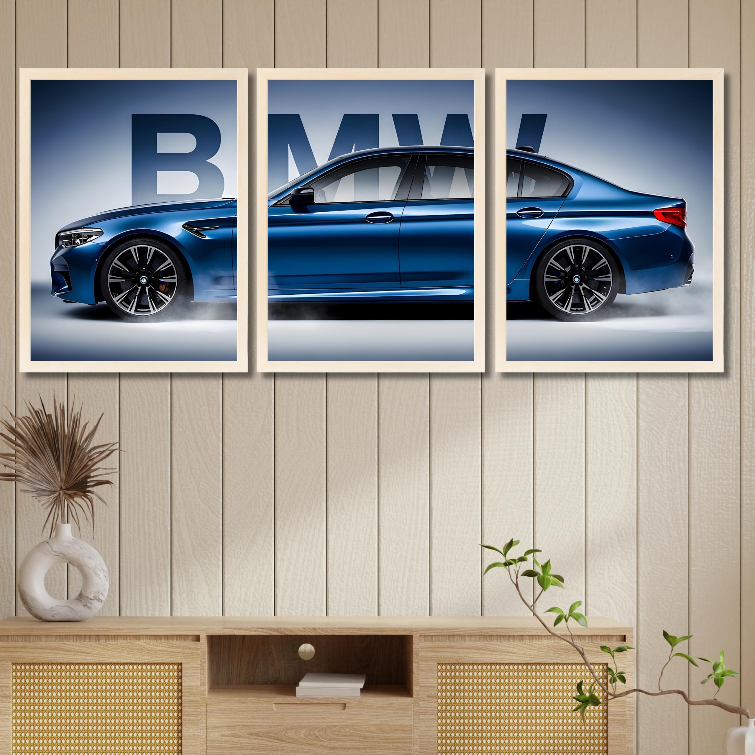 VENUXE ARTS Set Of 3 Big Sports Cars Framed Posters Gift Items for Boys Room Wall Decoration Bedroom, Living Room, Office, Studio Décor | Car Poster Frame for Wall Décor