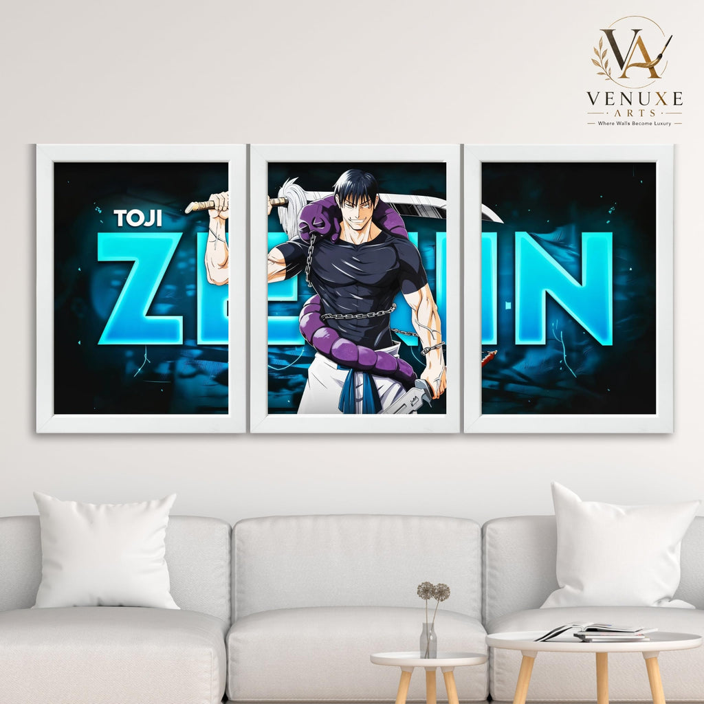 VENUXE ARTS Set Of 3 Anime Characters Wall Framed |Anime Characters Framed Poster for Living Room Bedroom Gaming Room Studio Wall Decor