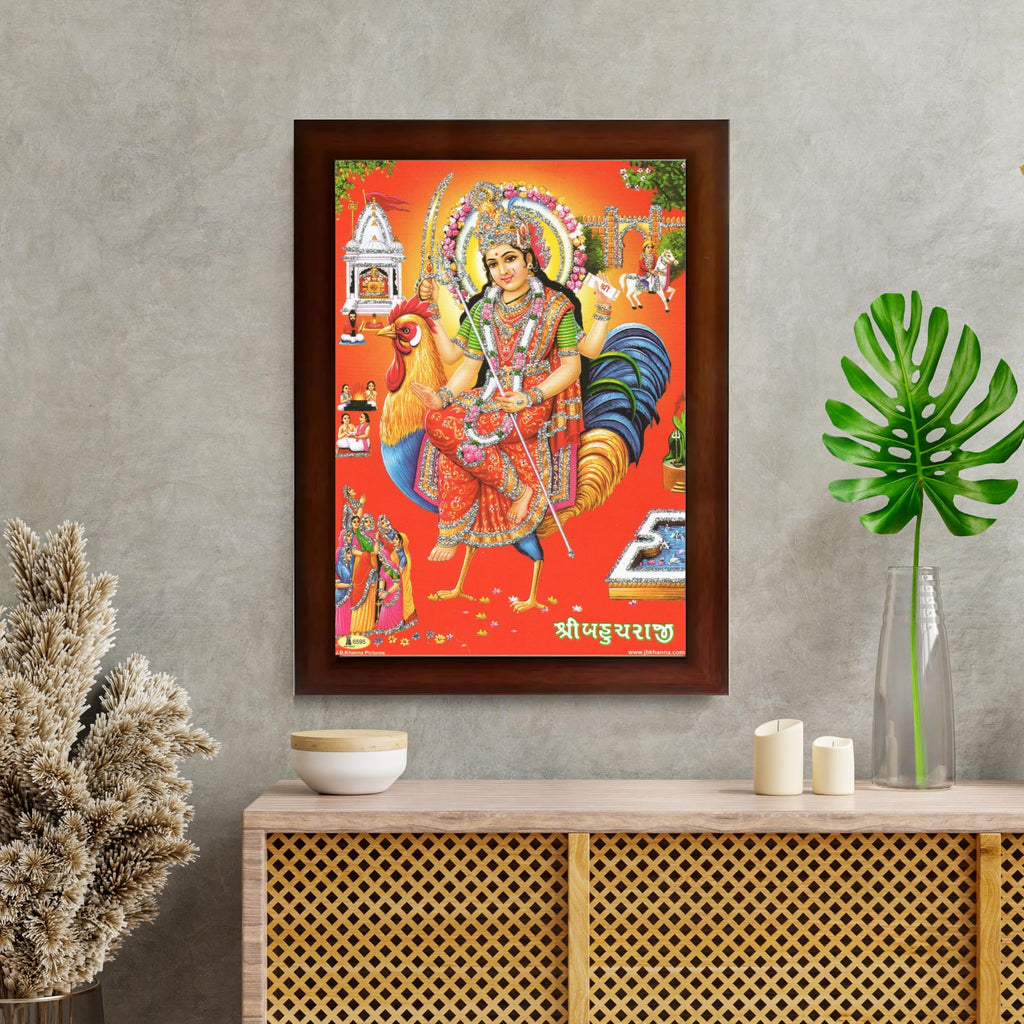 CRAFT QUEST Bahuchar Maa Mata Bahuchara Bahucharaji Wall Painting Framed Home Décor