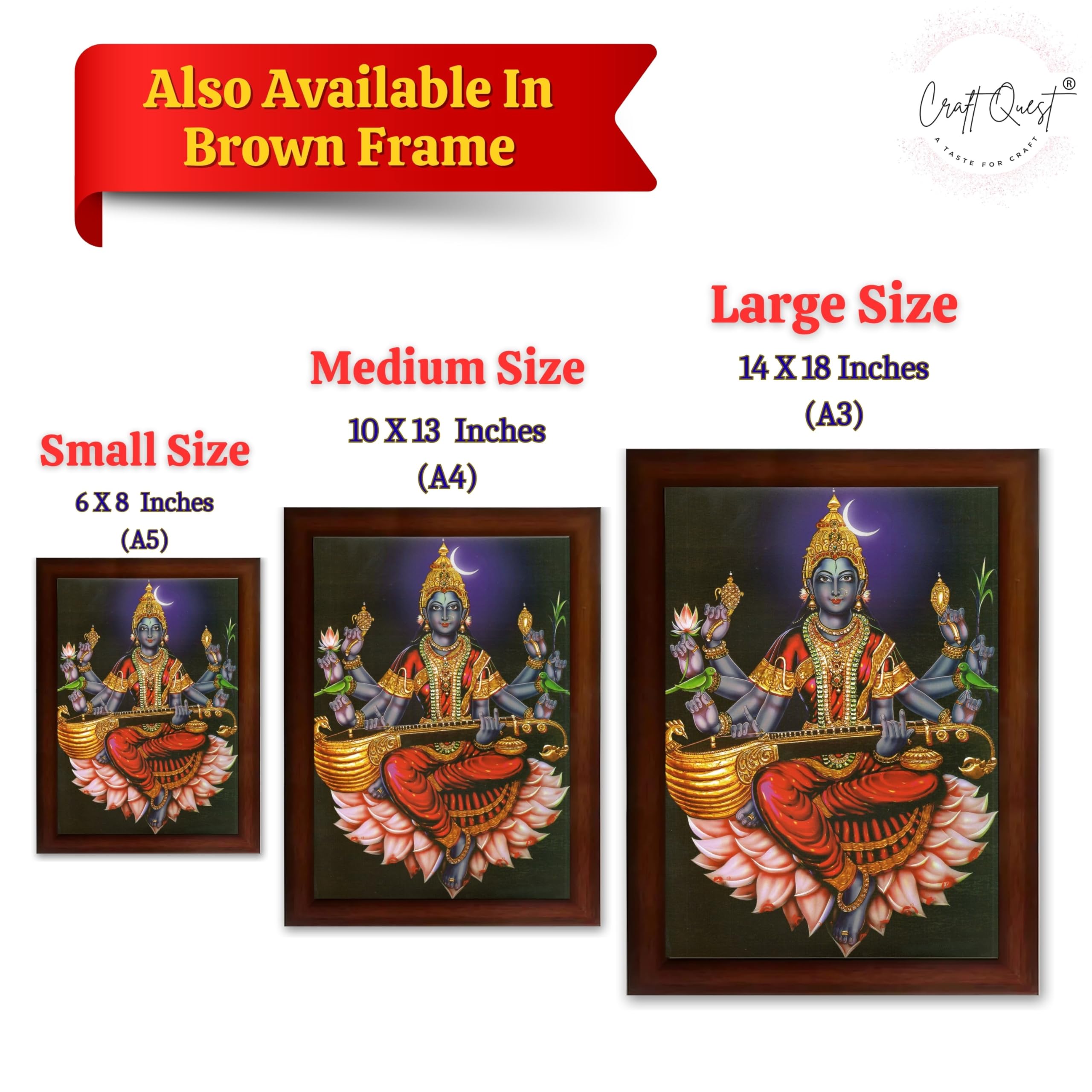 CRAFT QUEST Raja Syamala Devi Shyamala Matangi Wall Painting Framed | South God Picture Frame for Home, Office, Temple & Gifting, Decor