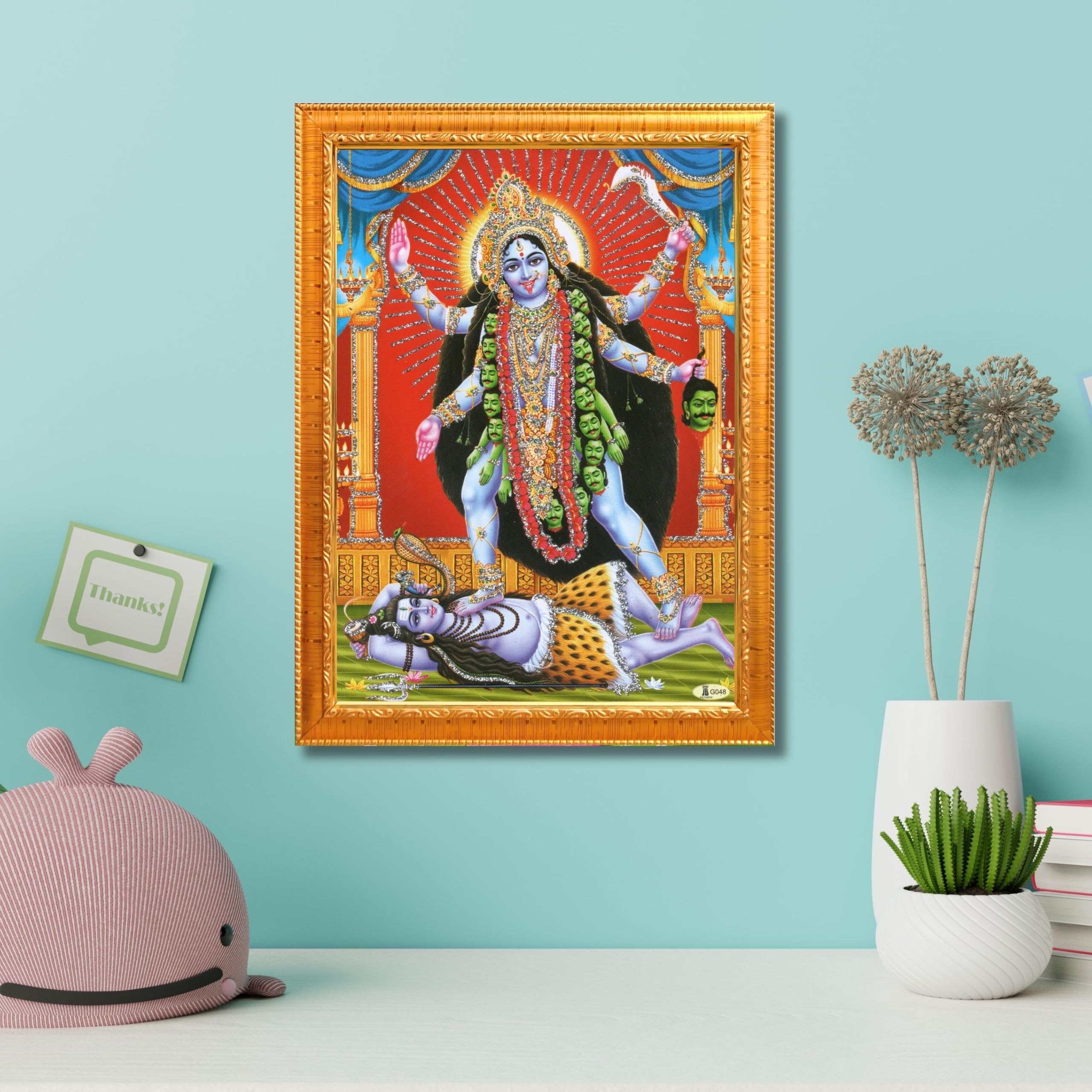 CRAFT QUEST Kali Mata photo with frame, God Religious Framed Painting With Acrylic Glass
