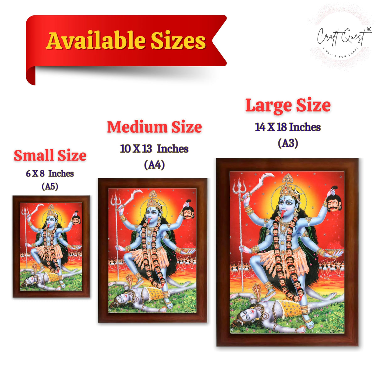 CRAFT QUEST Kali Mata photo with frame, God Religious Framed Painting