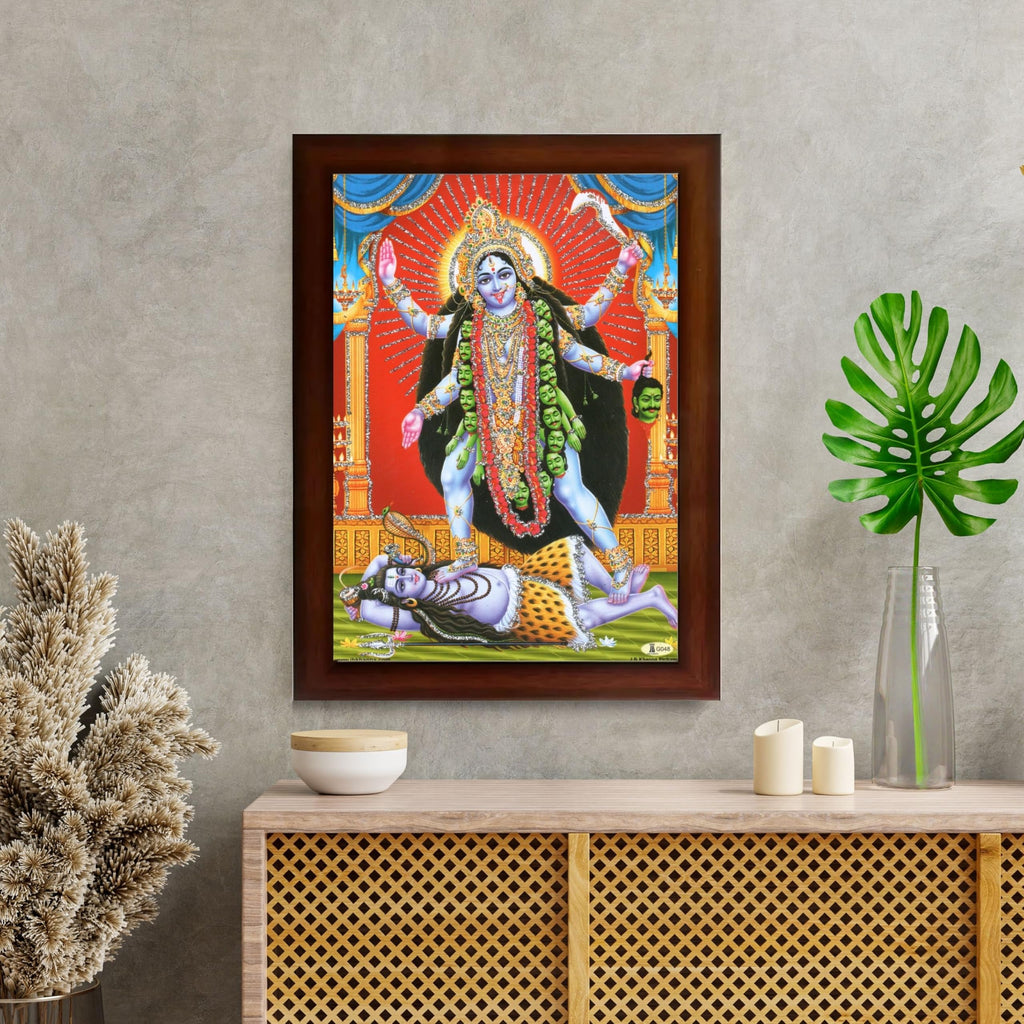 CRAFT QUEST Kali Mata photo with frame, God Religious Framed Painting With Acrylic Glass
